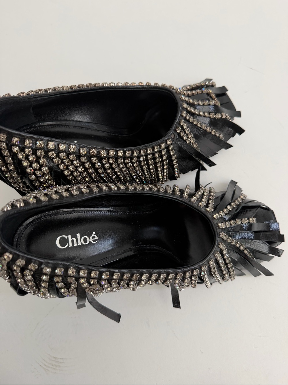 Chloe Mona crystal-embellished fringed leather pumps Archive 7 Boho Romantic - Picture 6 of 12